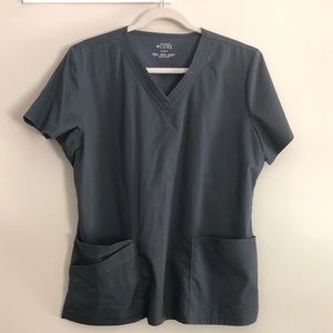 Cherokee Luxe V-neck Scrub Top in Pewter